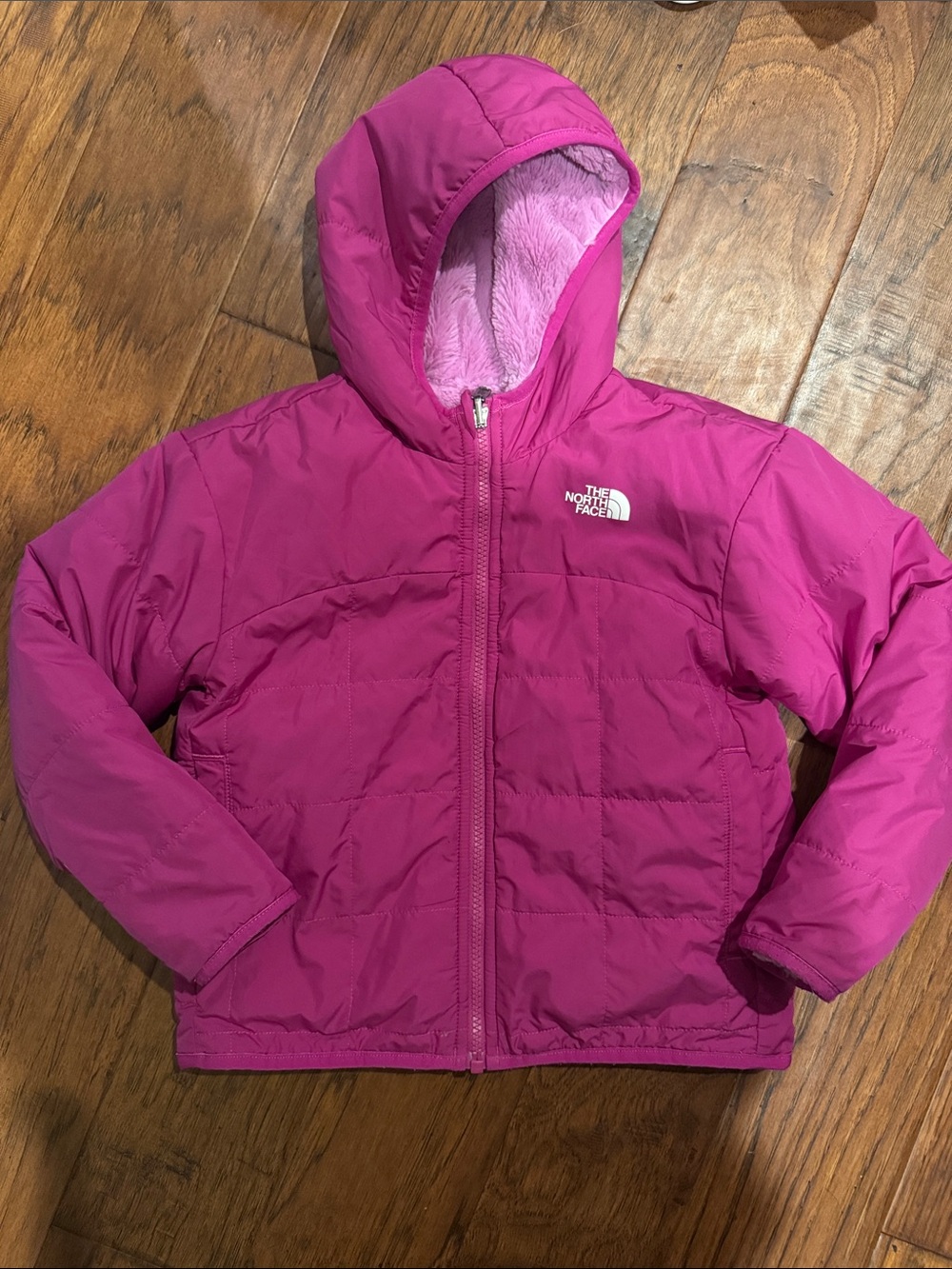 The North Face Kids Pink Hooded Puffer Jacket